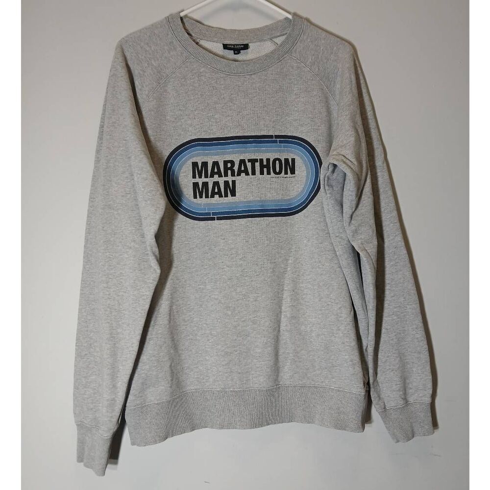 Ron dorff mens medium marathon man sweatshirt pullover gray blue crewneck
